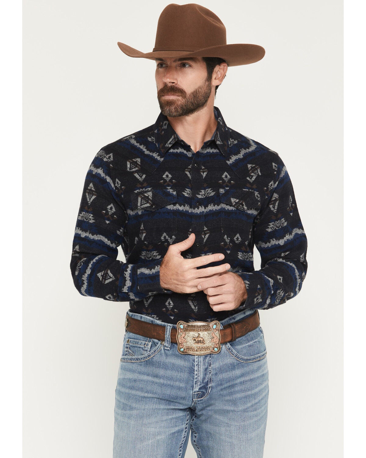 Men's Cody James Ironwood Southwestern Striped Long Sleeve Snap Flanne