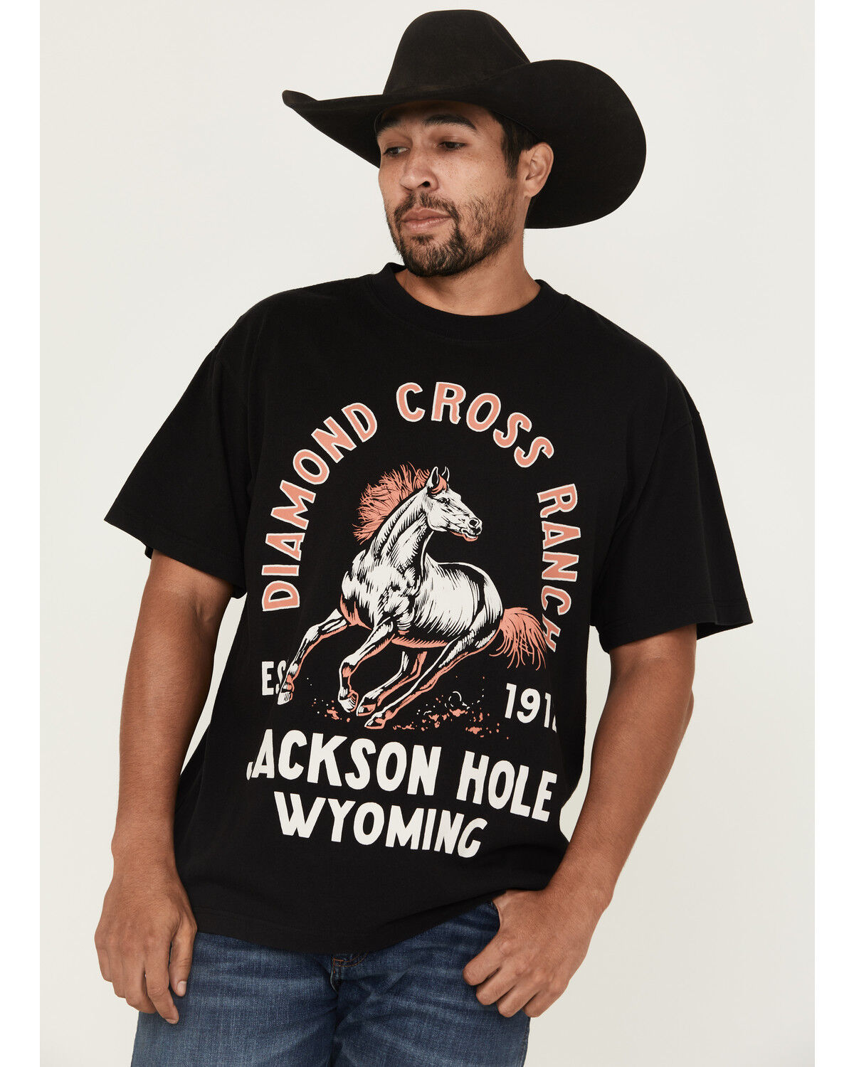 Men's Diamond Cross Ranch Bronco Heritage Short Sleeve Graphic T-Shirt