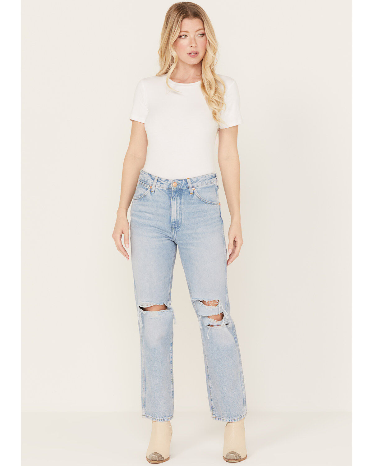 Women's Wrangler Bad Intentions Wild West 603 Destructed Straight Jean