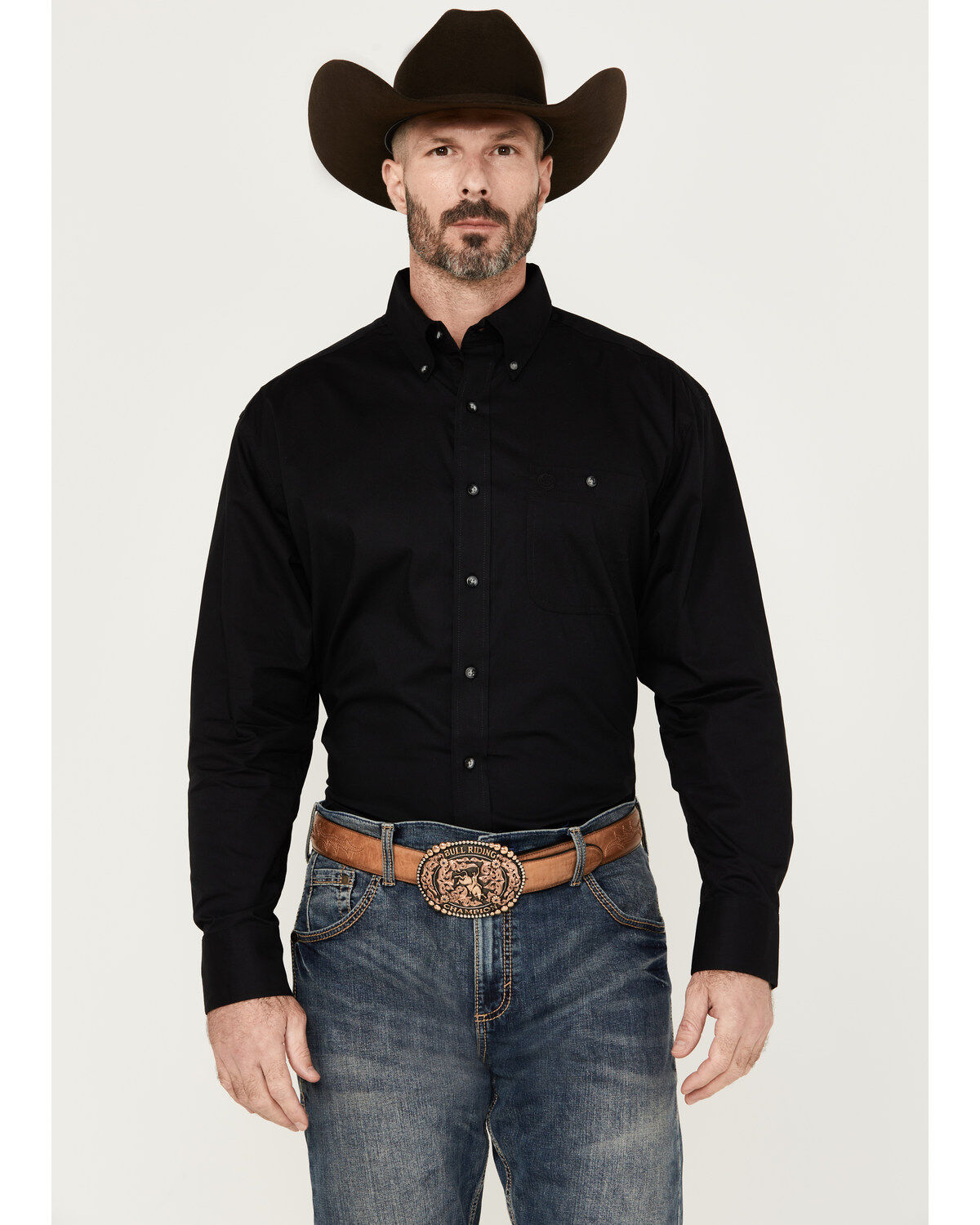 Men's Wrangler George Strait by Solid Long Sleeve Button-Down Stretch