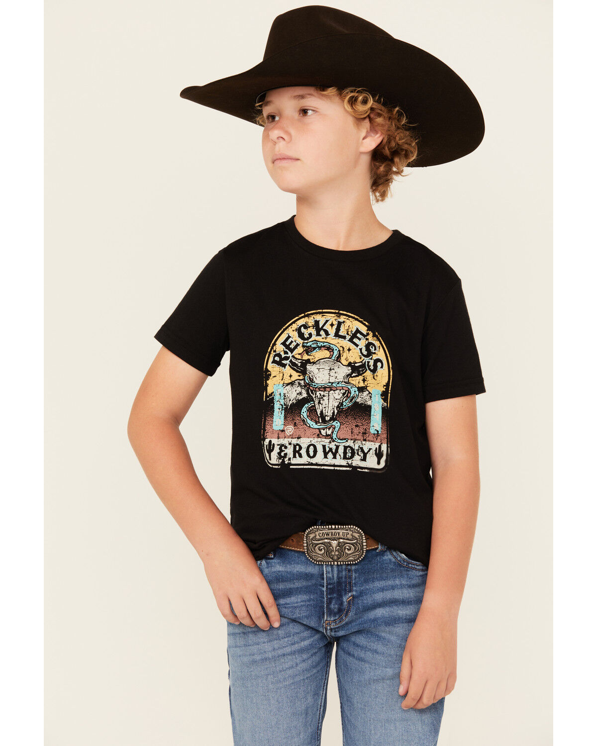 Boys' Rock & Roll Denim Reckless Rowdy Short Sleeve Graphic T-Shirt