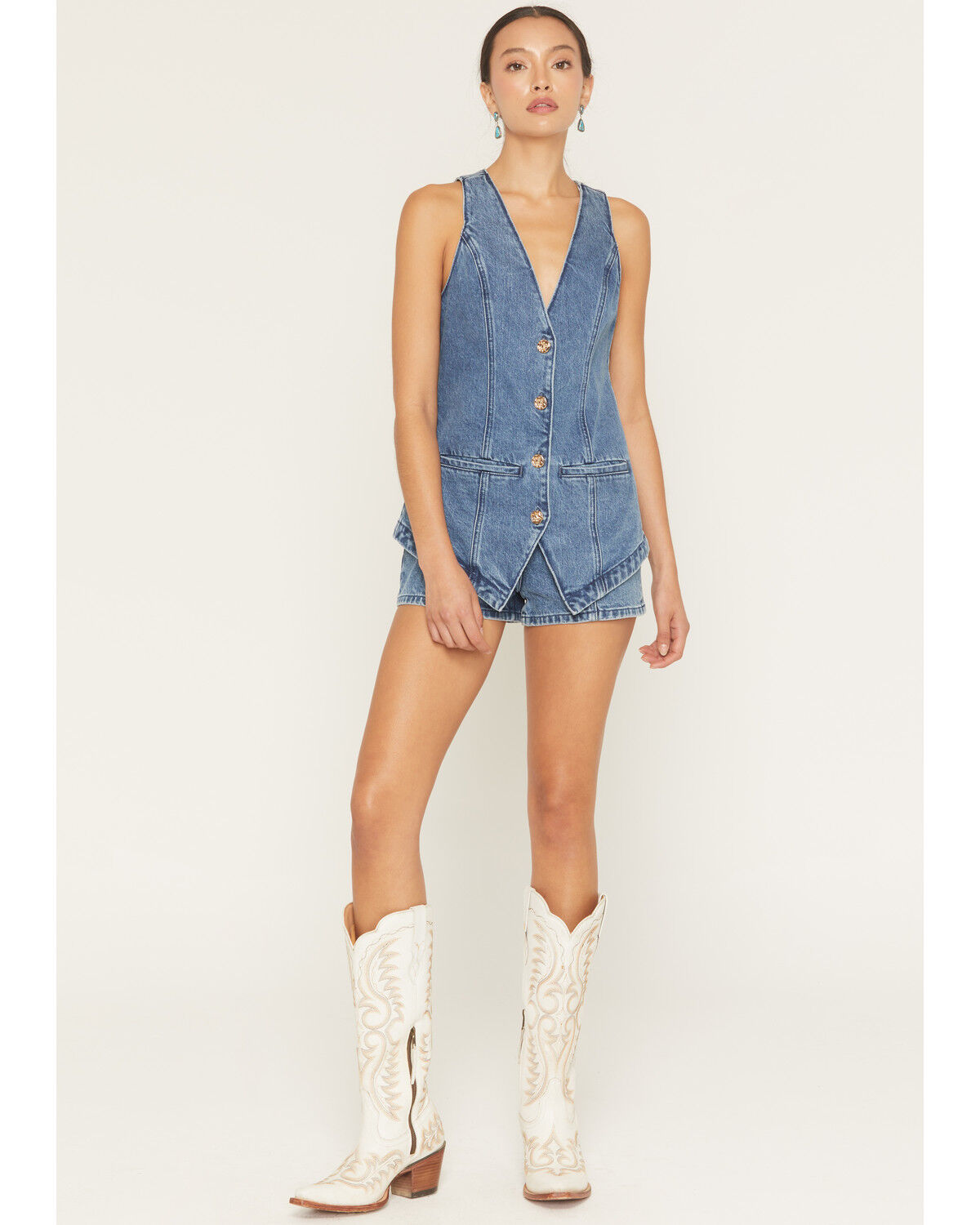 Women's Show Me Your Mumu Venture Out Sleeveless Denim Romper