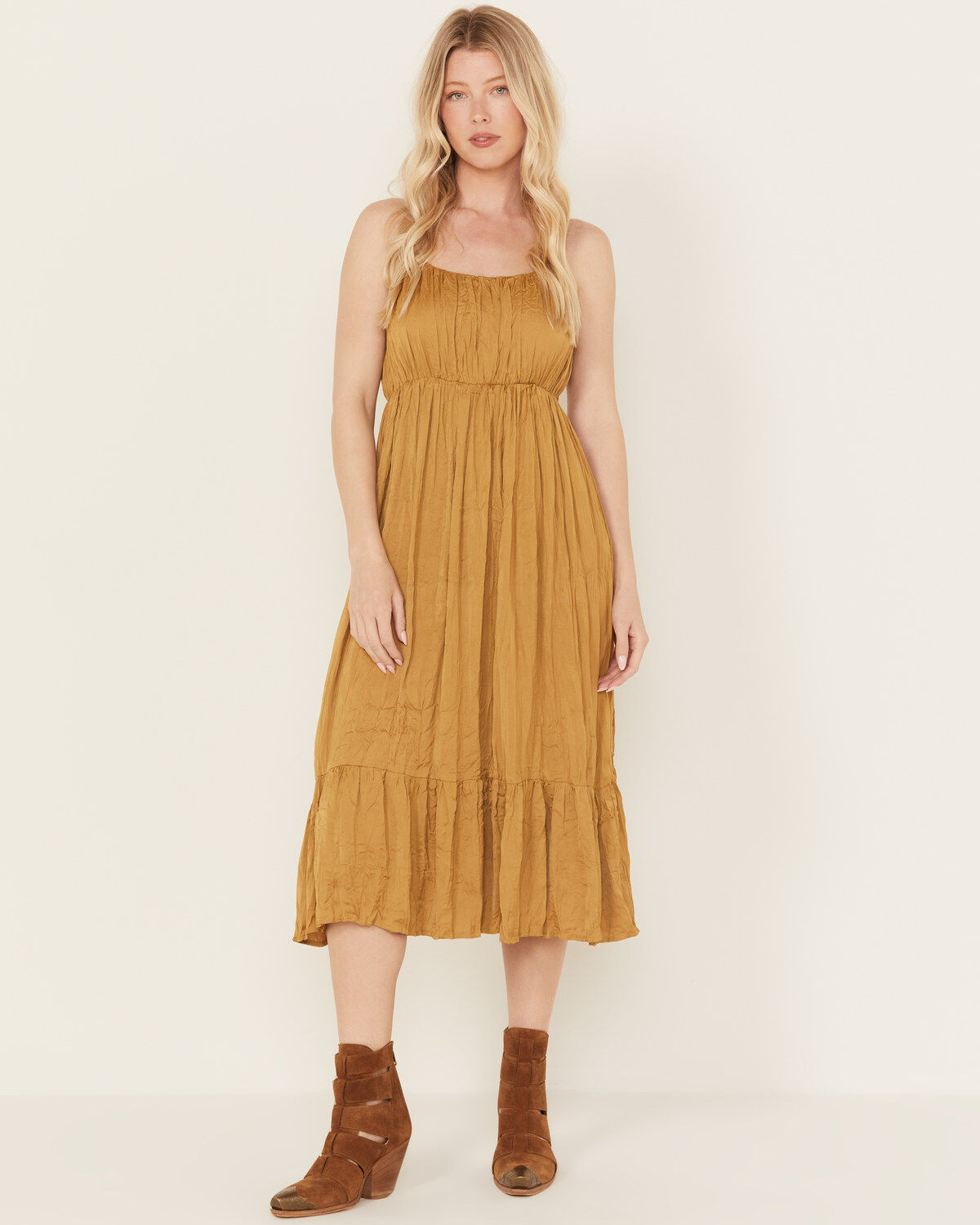 Women's Mystree Satin Ruffle Cami Midi Dress