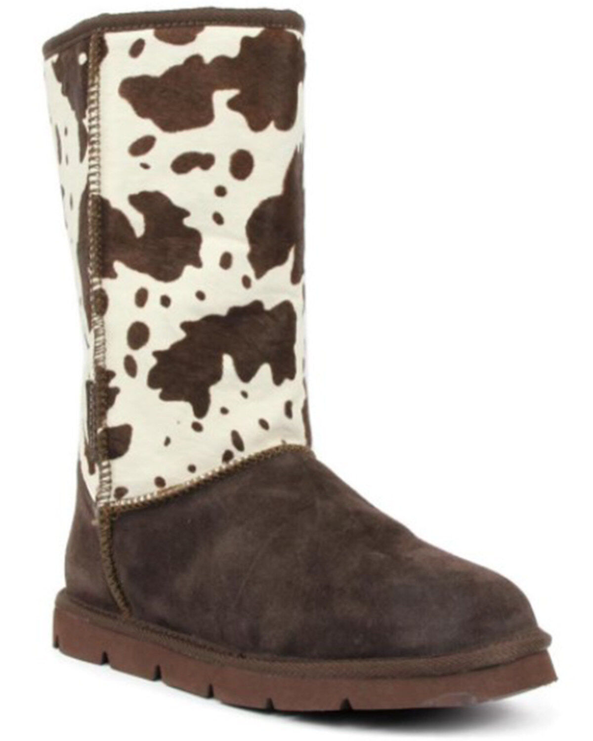 Women's Superlamb Turano 11" Cow Print Real Hair-On Casual Pull On Boo