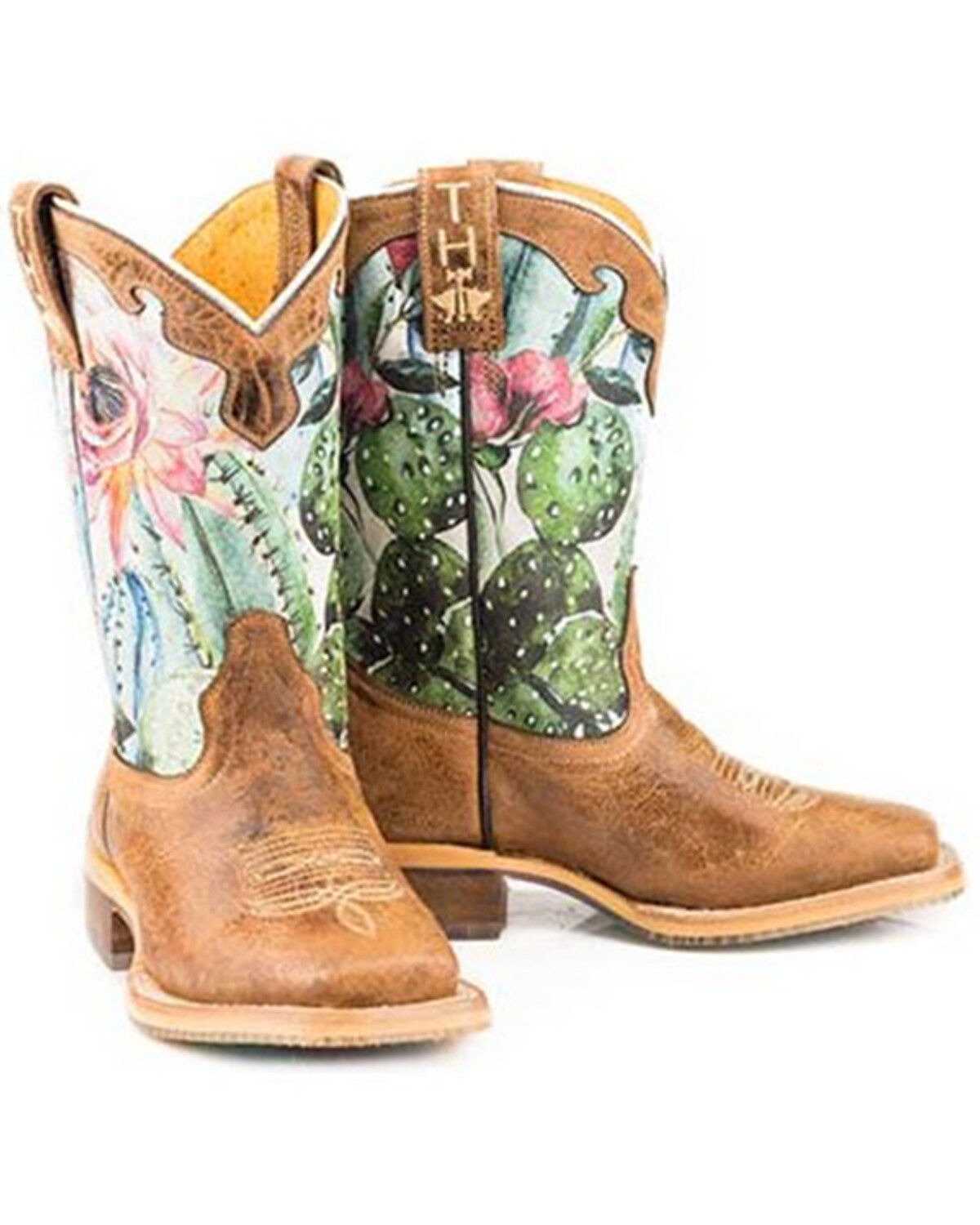 Girls' Tin Haul Cactilicious Crackled Boots - Broad Square Toe
