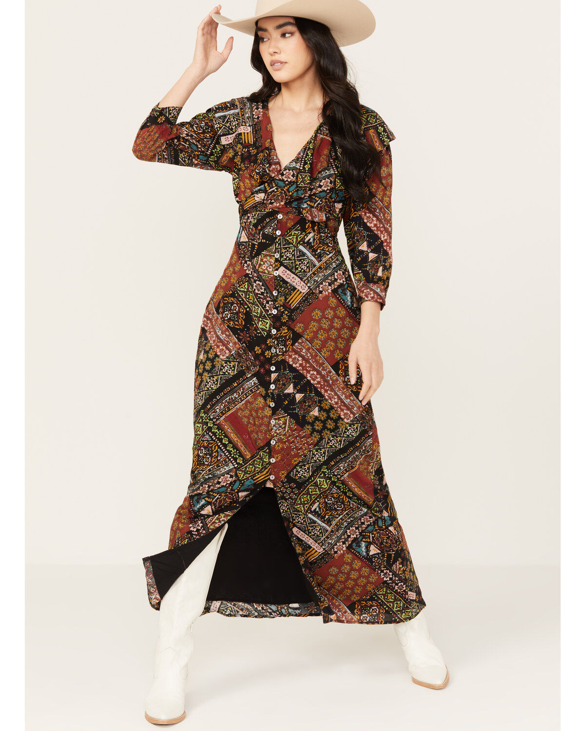 Women's Free People Lennon Long Sleeve Maxi Dress