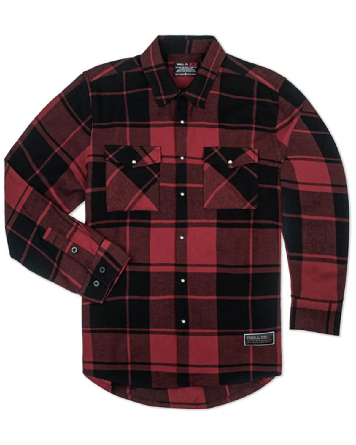 Men's Troll Co Ridge Plaid Print Long Sleeve Snap Flannel Shirt
