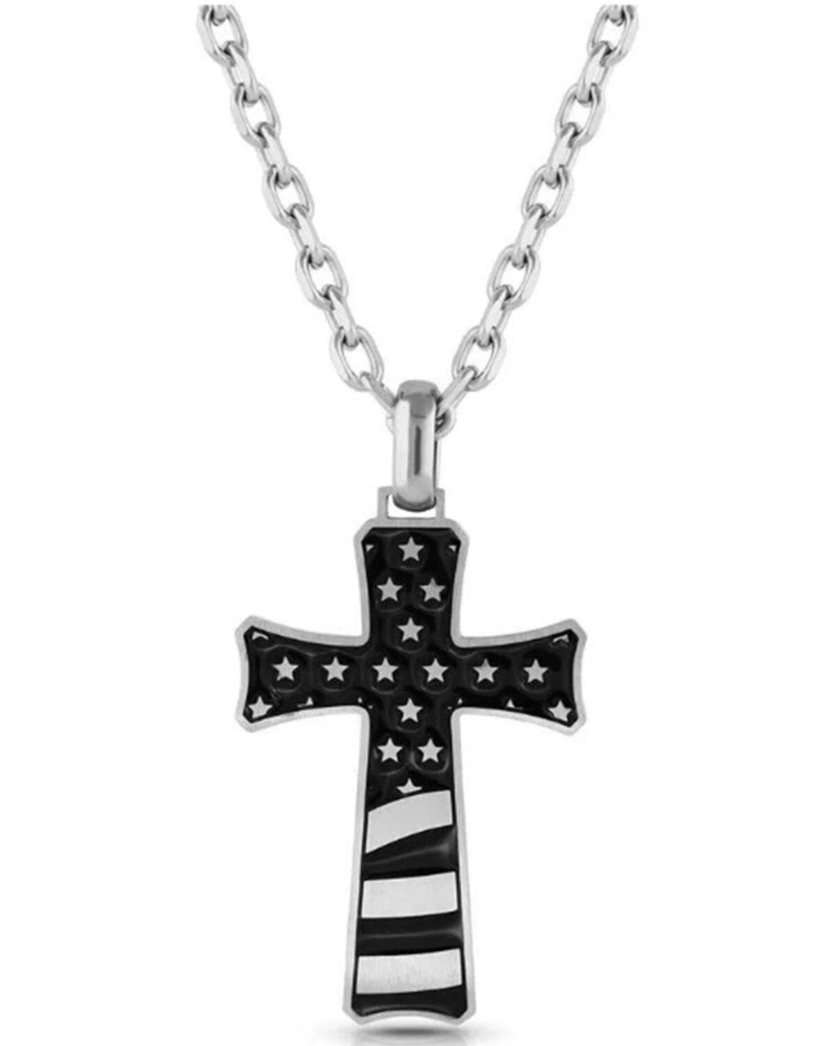Men's Montana Silversmiths Inspirational Patriotism Cross Necklace