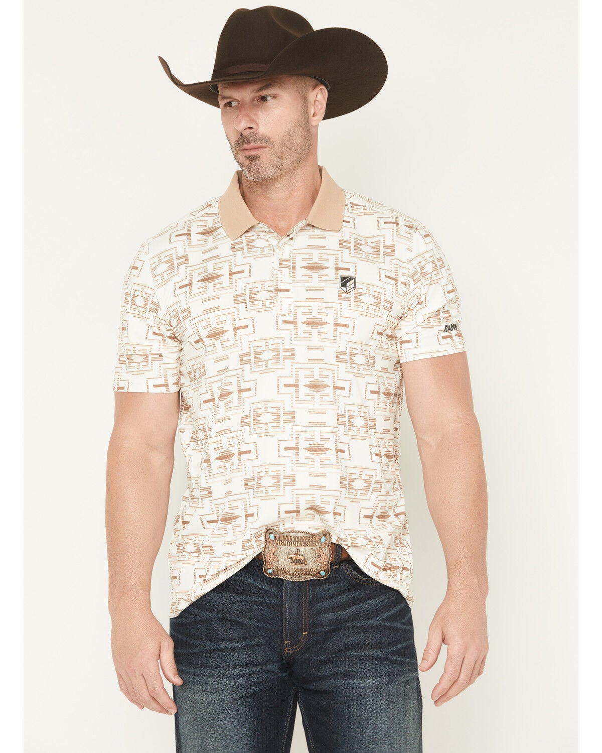 Men's RANK 45 Shoot All Over Southwestern Print Short Sleeve Button-D