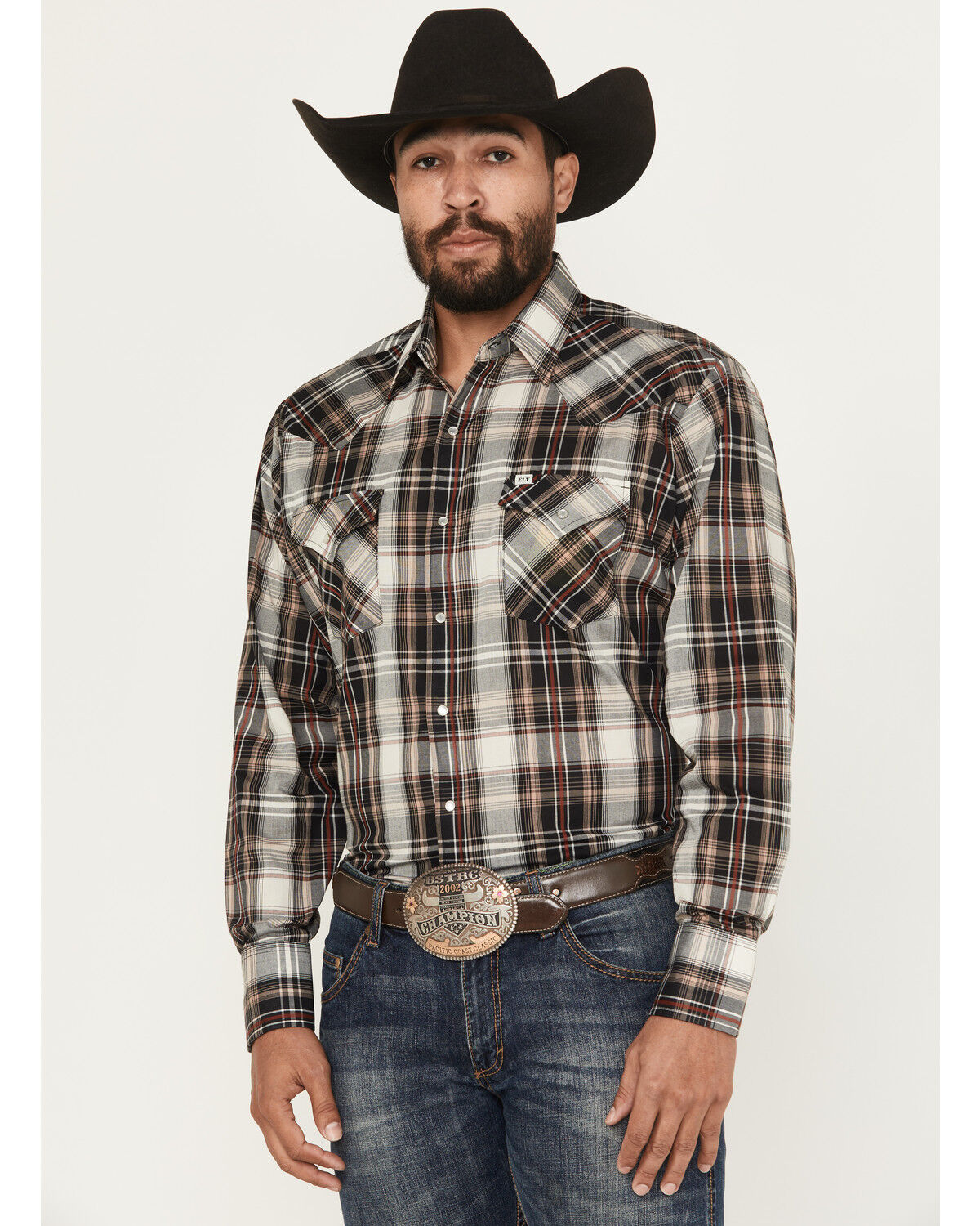 Men's Ely Walker Plaid Print Long Sleeve Pearl Snap Western Shirt