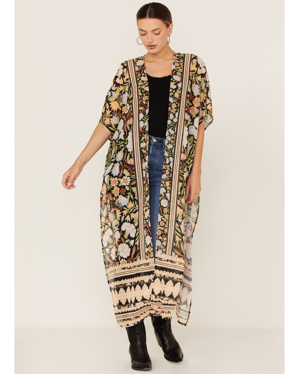 Women's Flying Tomato Floral Print Duster Kimono