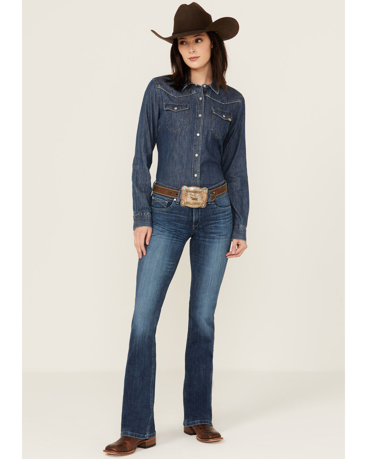 Women's Ariat Dark Wash Ariana Mid Rise Bootcut Stretch Denim Jeans