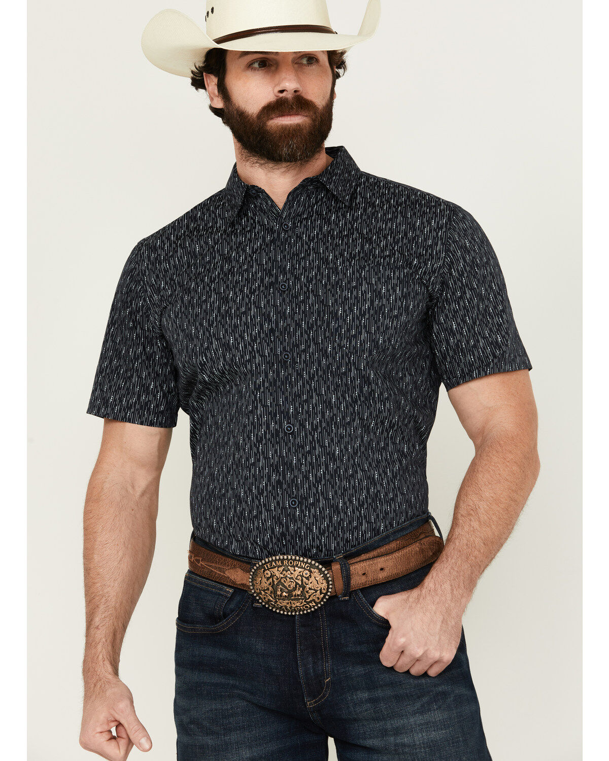 Men's Gibson Space Dot Geo Print Short Sleeve Button-Down Western Shir