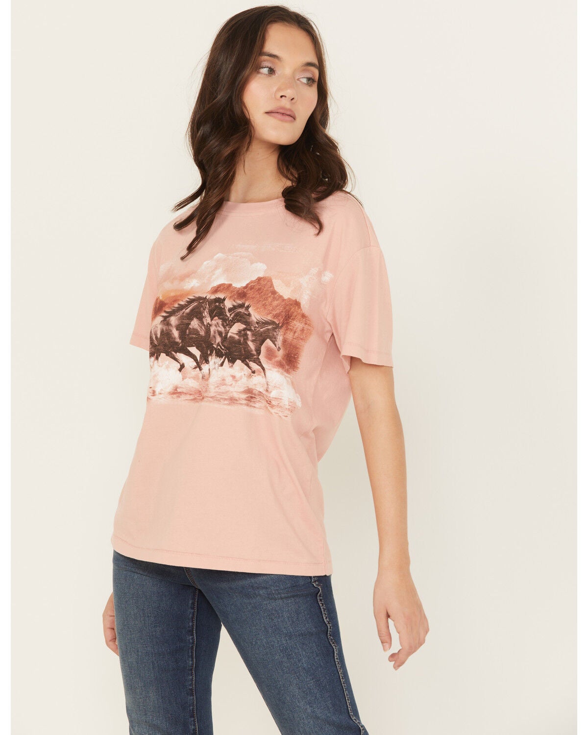 Women's Shyanne Running Horses Short Sleeve Graphic Tee