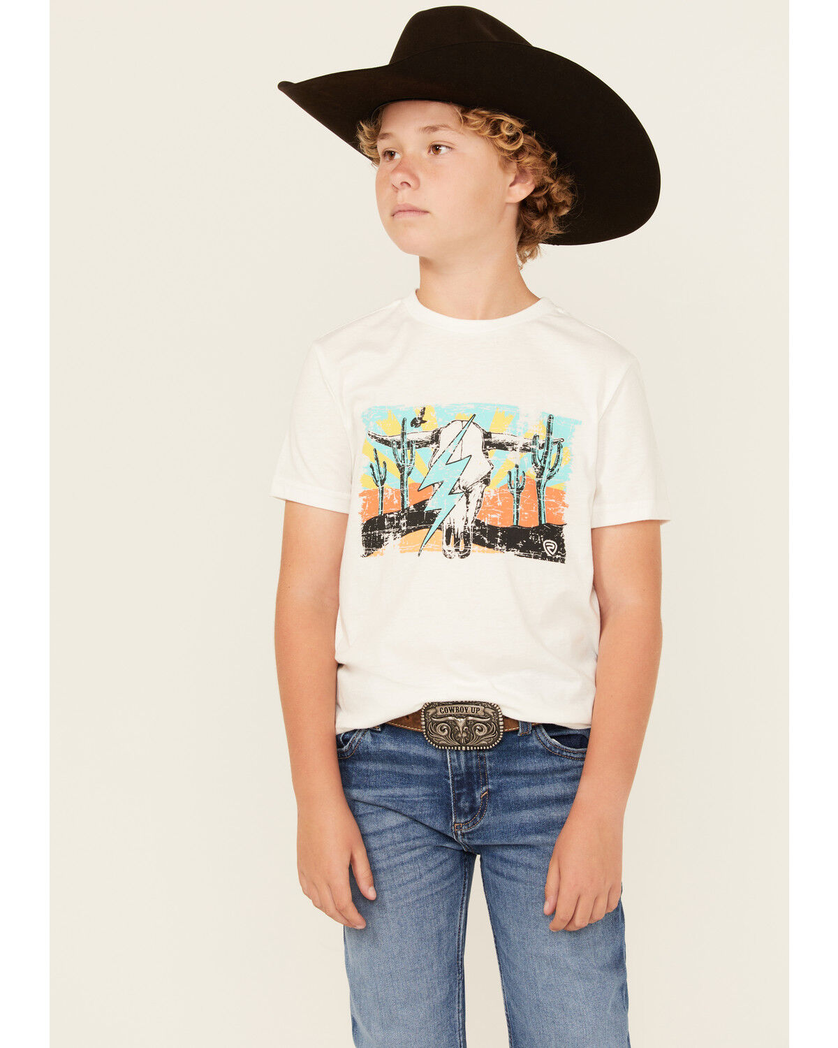 Boys' Rock & Roll Denim Lightning Bolt Short Sleeve Graphic T-Shirt