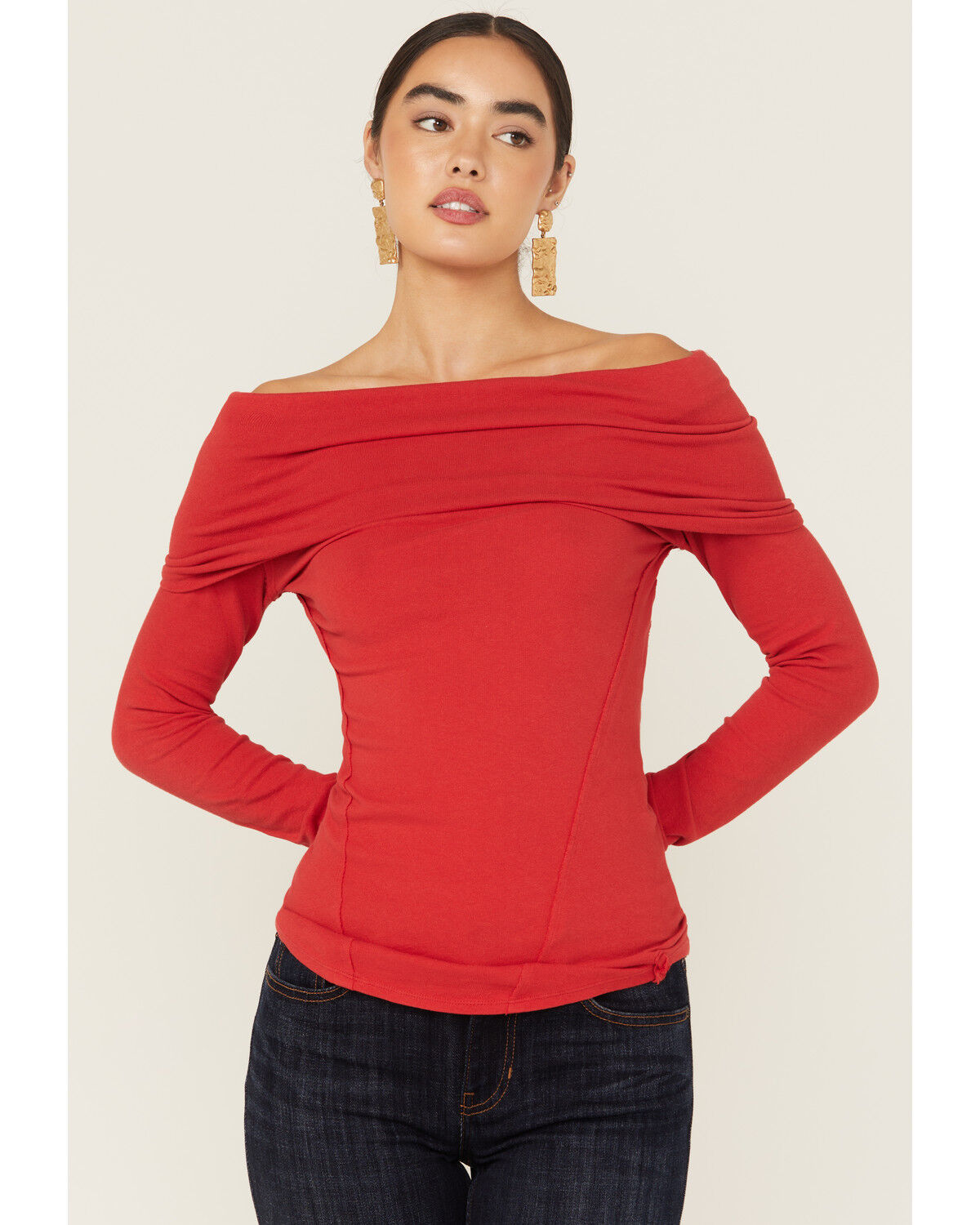 Women's Free People Iris Layering Off The Shoulder Long Sleeve Shirt