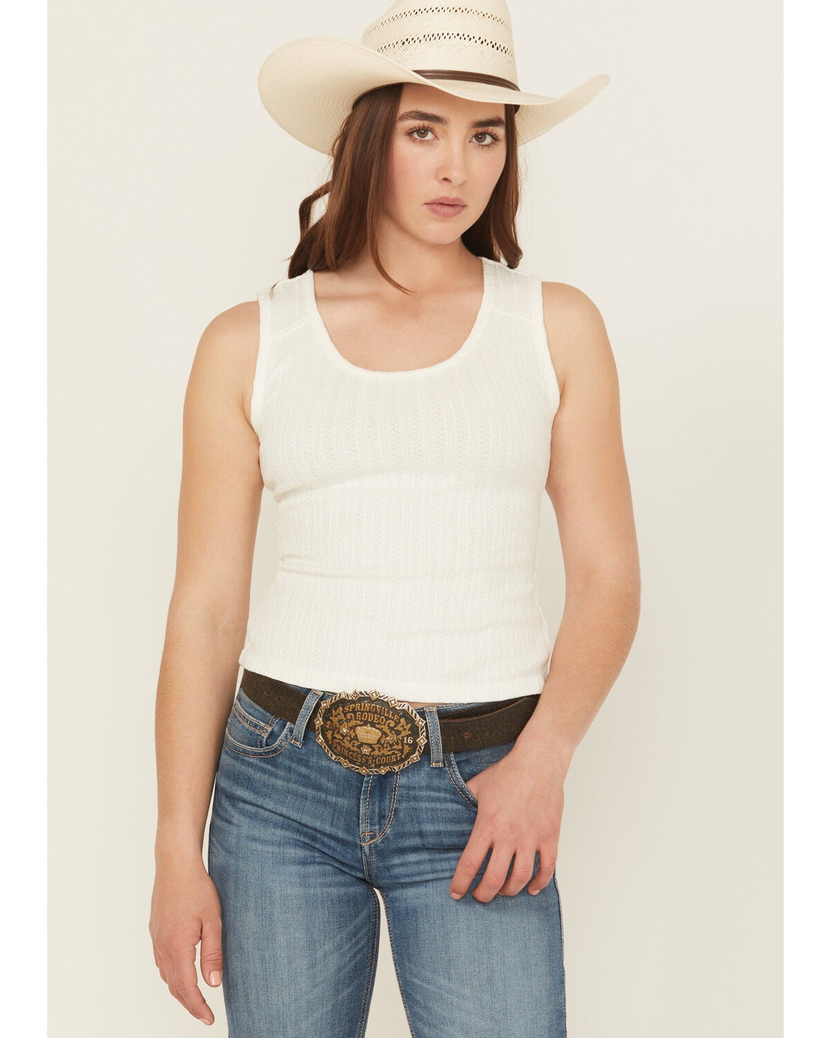 Women's Shyanne Pointelle Rib Knit Tank Top