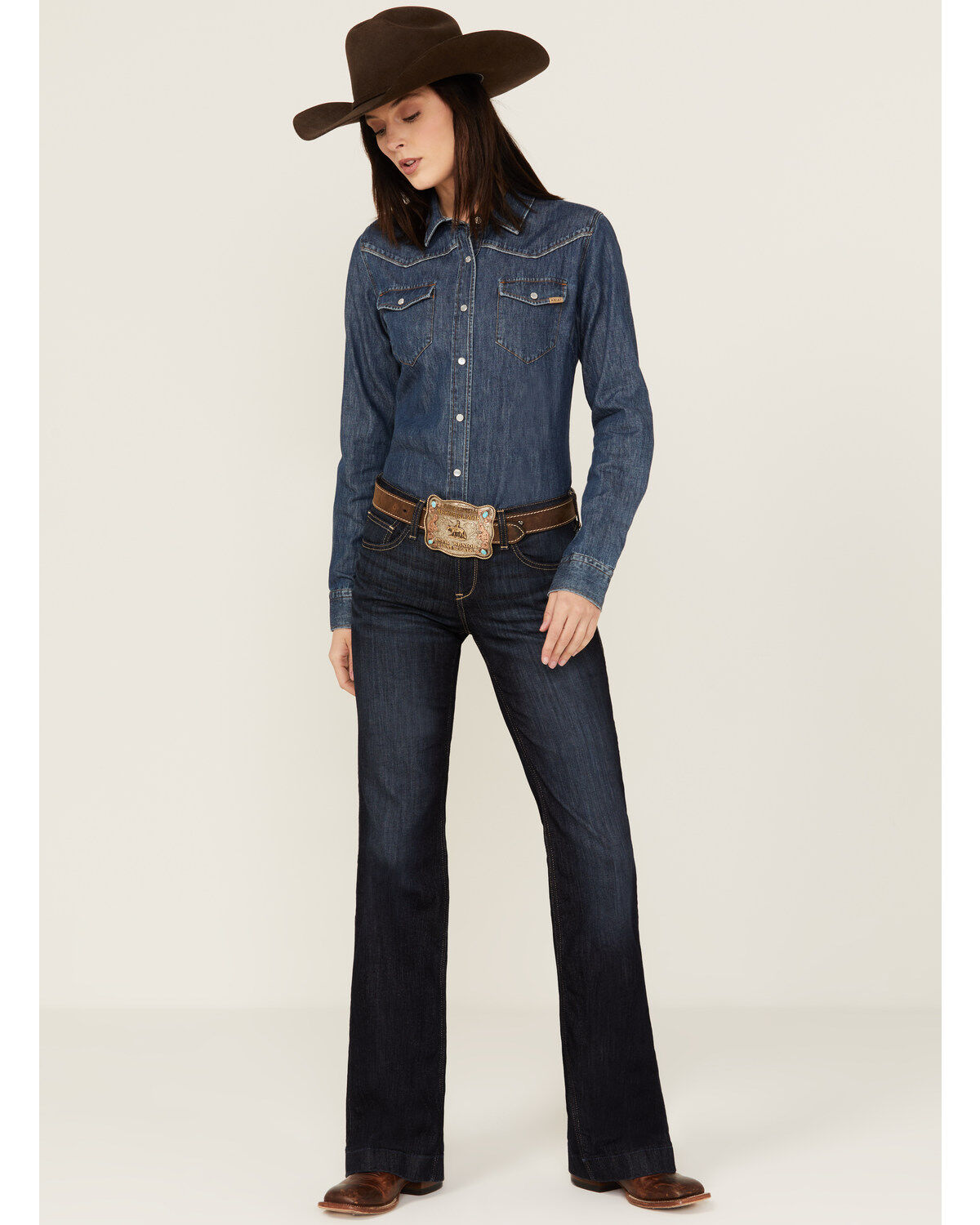 Women's Ariat Dark Wash Ophelia Prefect Rise Trouser Denim Jeans