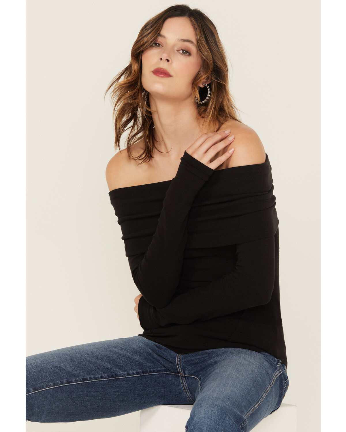 Women's Free People Iris Layering Off The Shoulder Long Sleeve Shirt