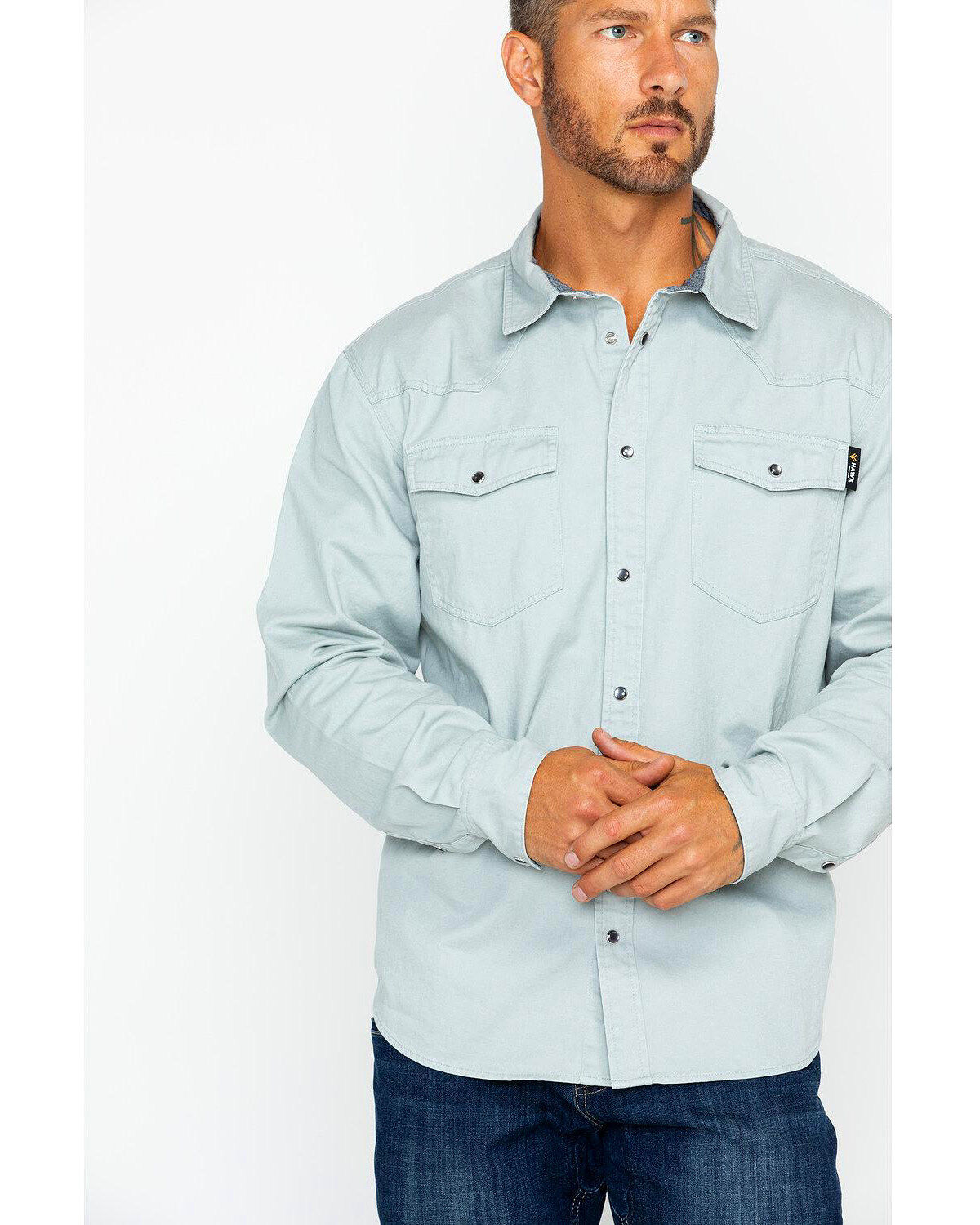 Men's Hawx Twill Pearl Snap Long Sleeve Western Work Shirt - Tall