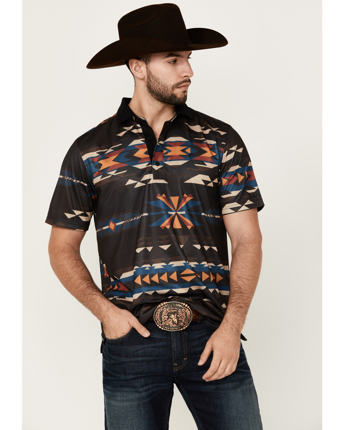 Men's RANK 45 Tarnation Southwestern Short Sleeve Button-Down Polo Sh