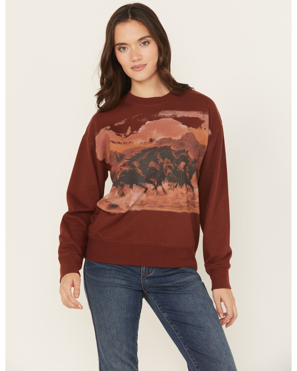 Women's Shyanne Running Horses Loose Fit Graphic Sweatshirt