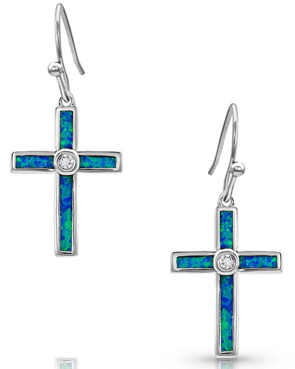 Women's Montana Silversmiths River Of Lights Opal Cross Earrings