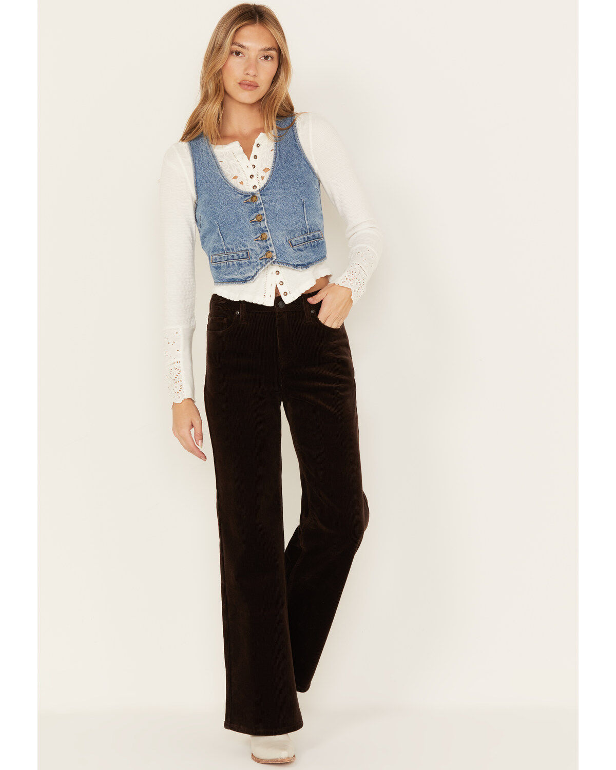 Women's Cleo + Wolf High Rise Loose Corduroy Wide Jeans