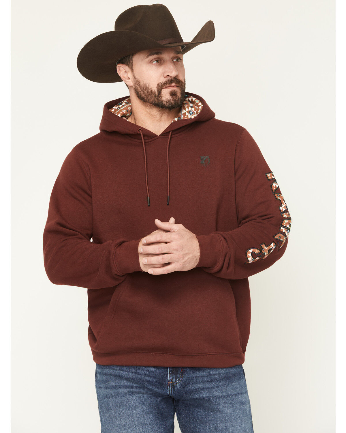 Men's RANK 45 Cayusey Logo Sleeve Hooded Sweatshirt