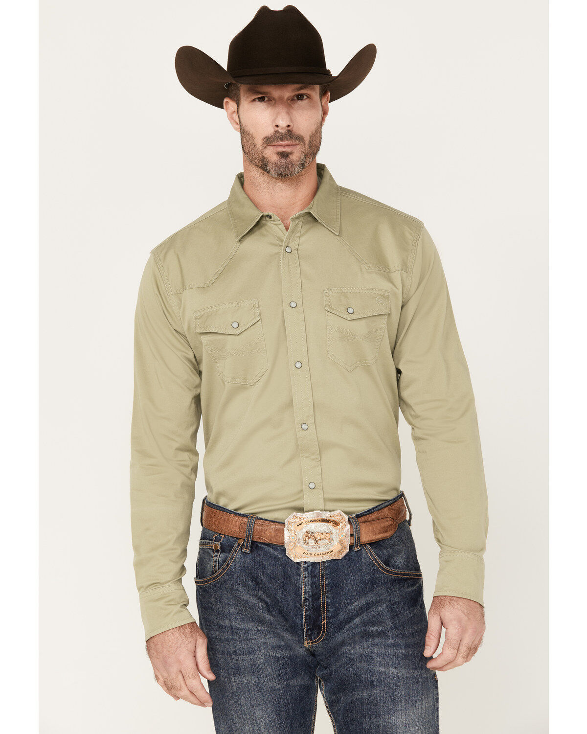 Men's Blue Ranchwear Twill Long Sleeve Snap Shirt