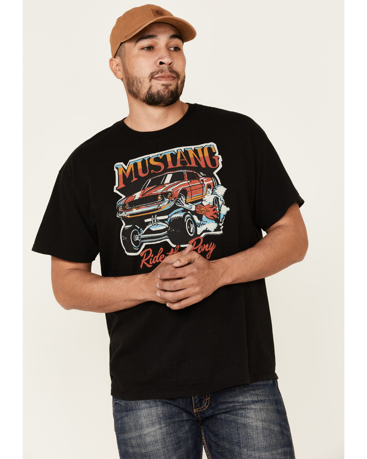 Men's Junk Food Clothing Mustang Ride The Pony Graphic T-Shirt