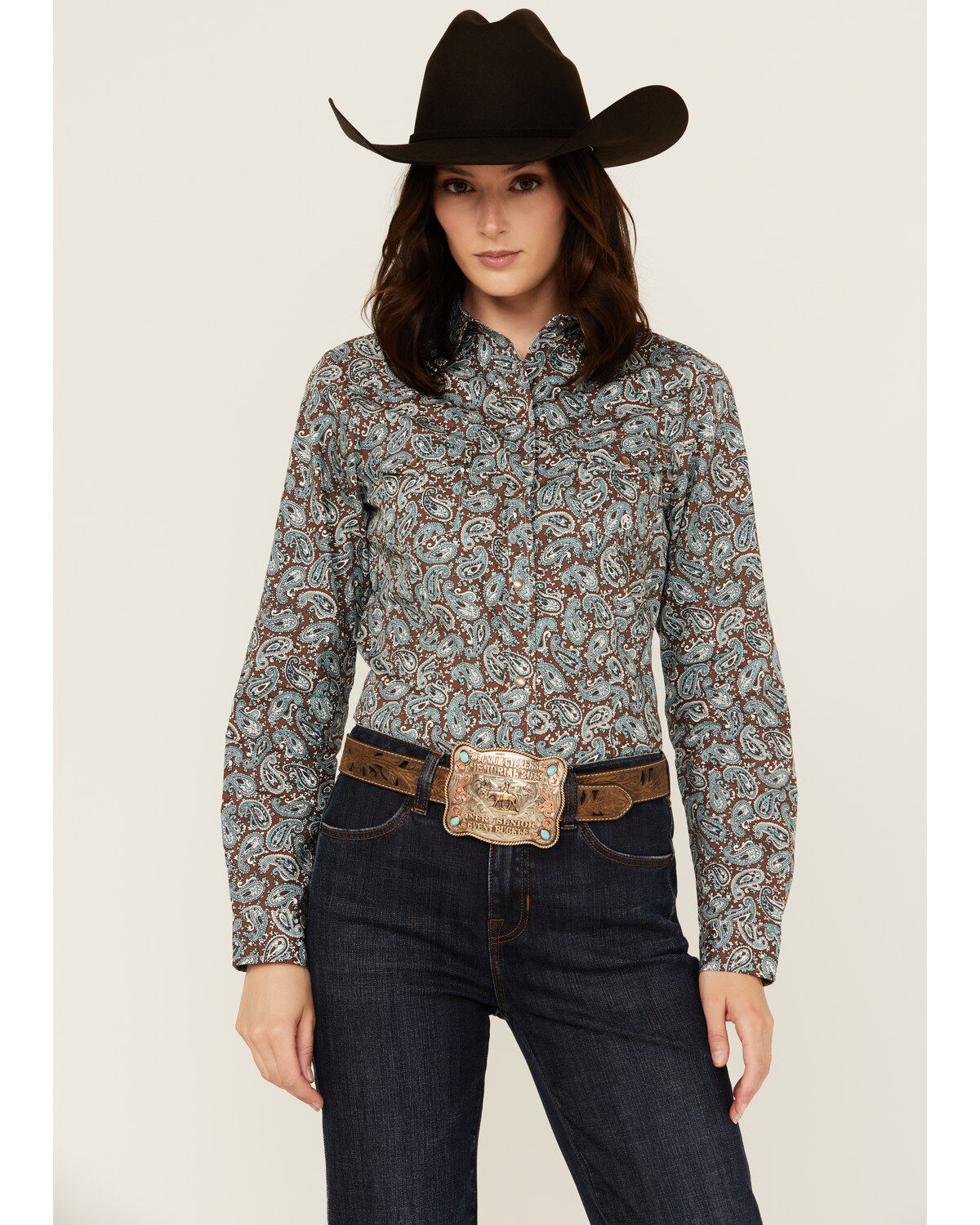Women's Roper Paisley Print Long Sleeve Pearl Snap Western Shirt