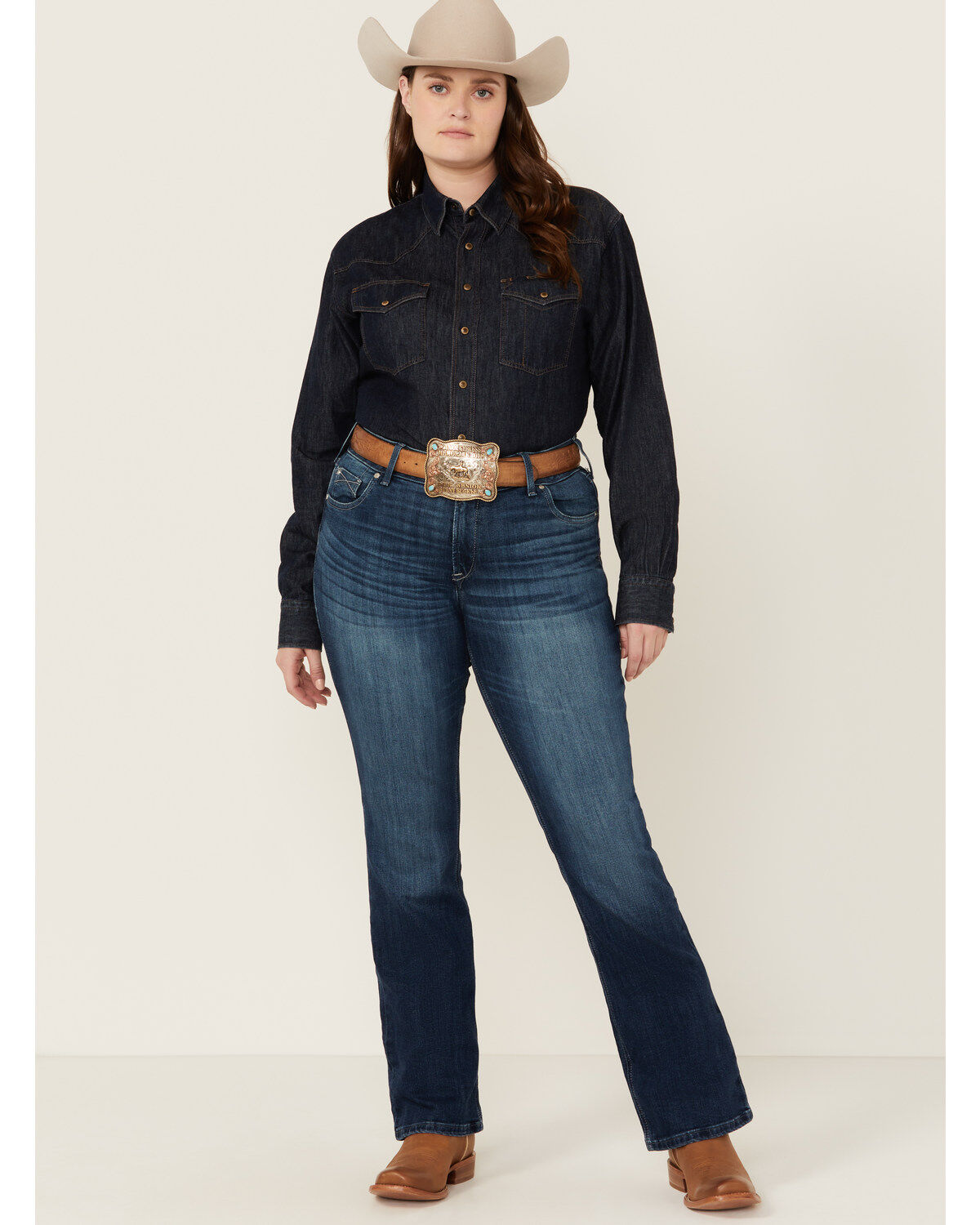 Women's Ariat Dark Wash Ariana Mid Rise Bootcut Stretch Denim Jeans -