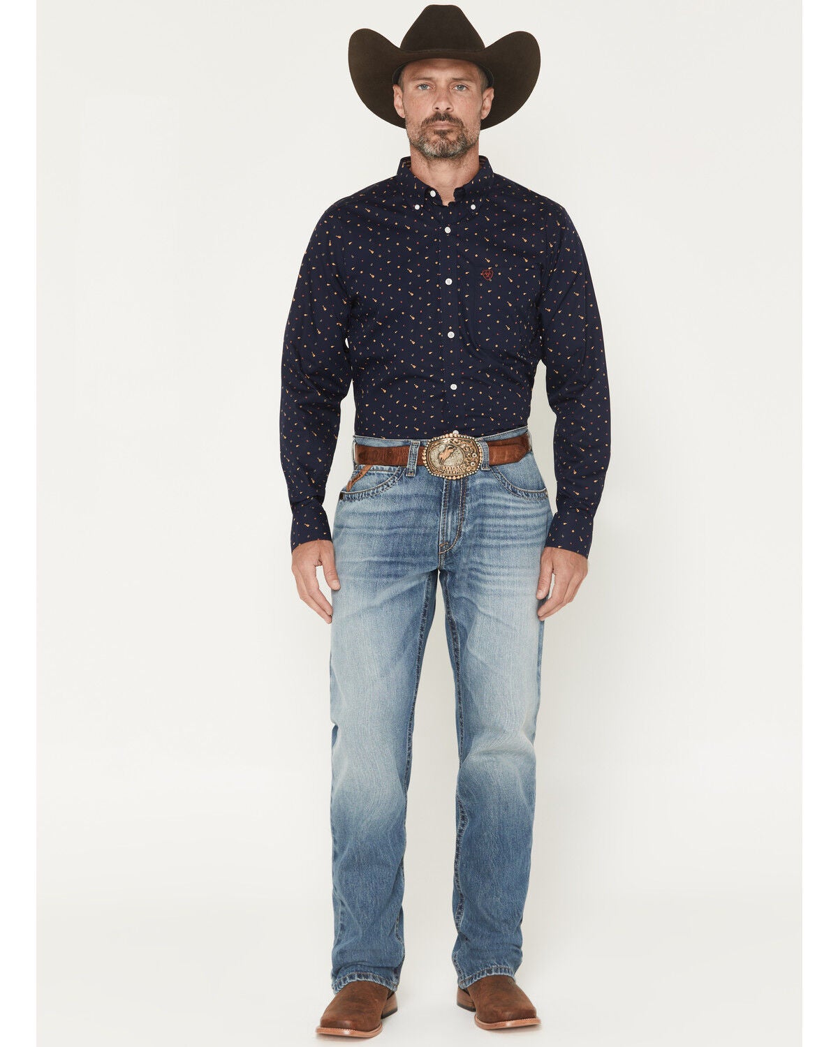 Men's Ariat M4 Rogers Medium Wash Relaxed Bootcut Denim Jeans - Big