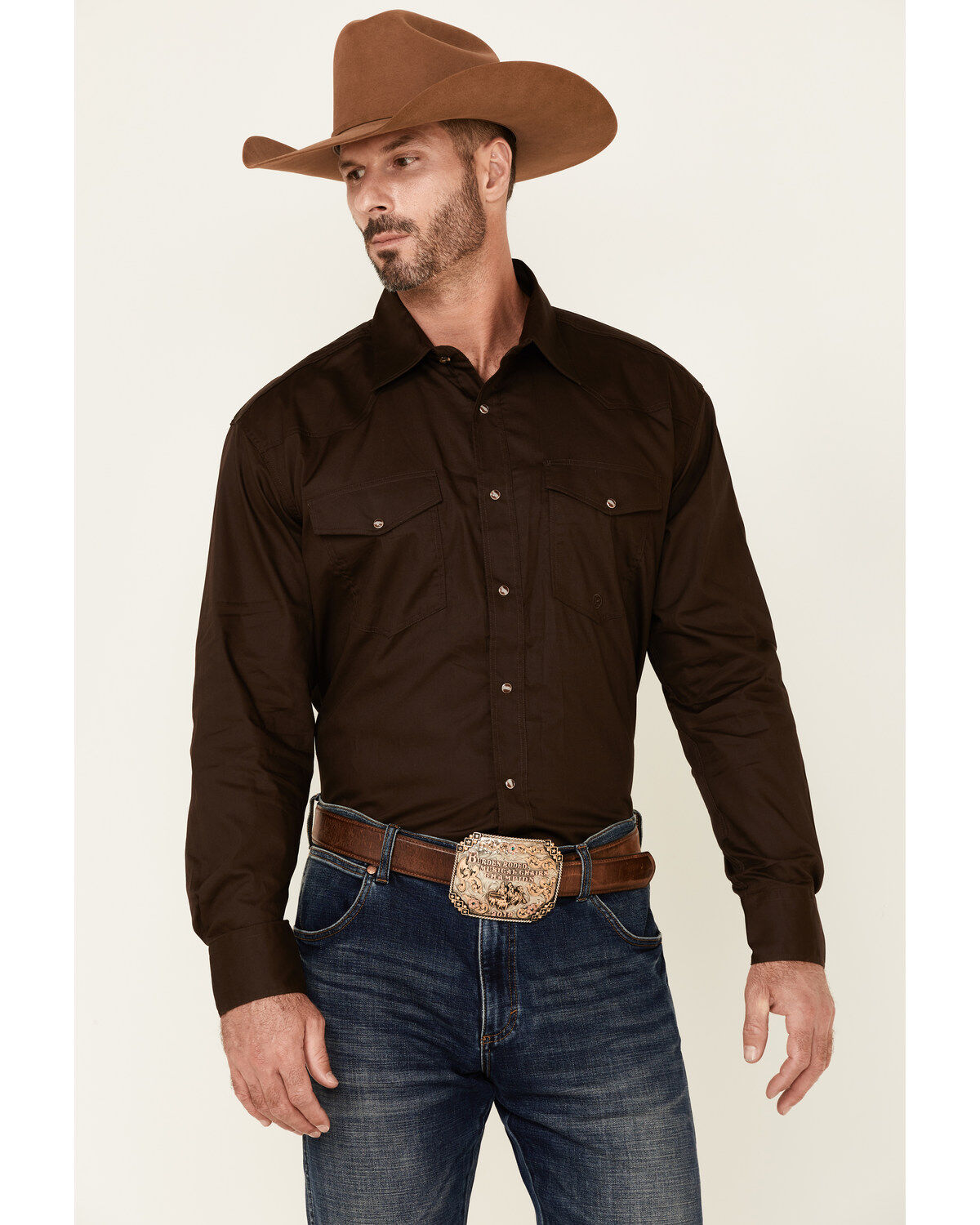 Men's Roper Amarillo Collection Solid Long Sleeve Western Shirt