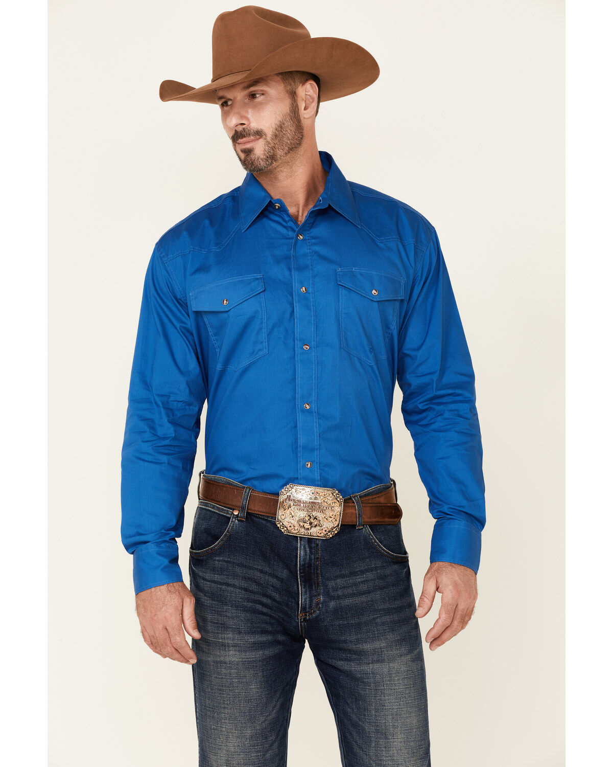 Men's Roper Amarillo Collection Solid Long Sleeve Western Shirt