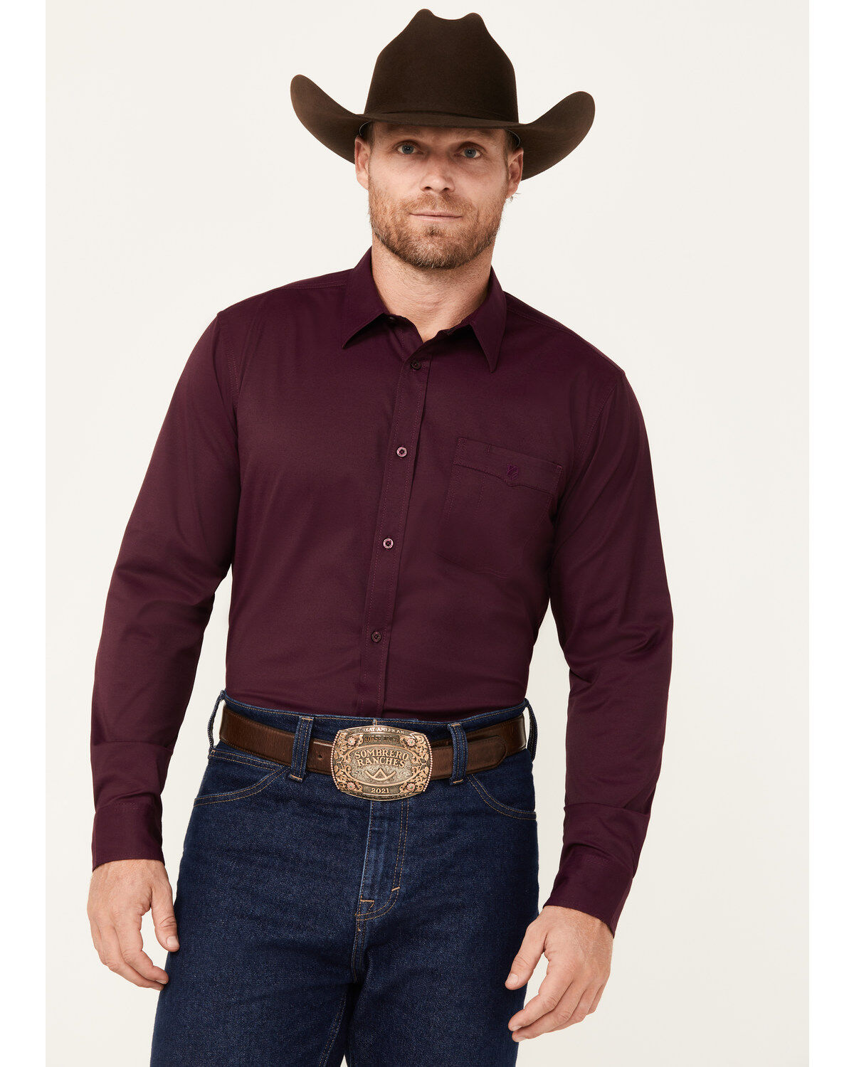 Men's RANK 45 Logo Long Sleeve Button-Down Performance Western Shirt
