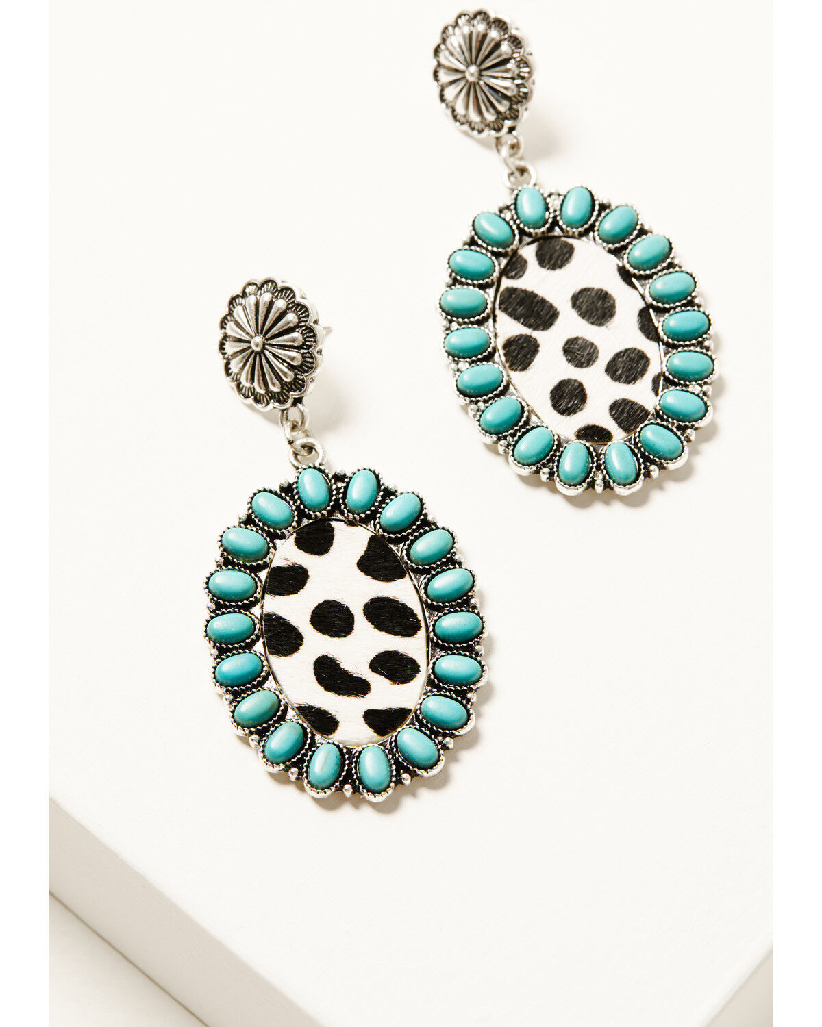 Women's Shyanne Cowhide Oval Statement Earrings