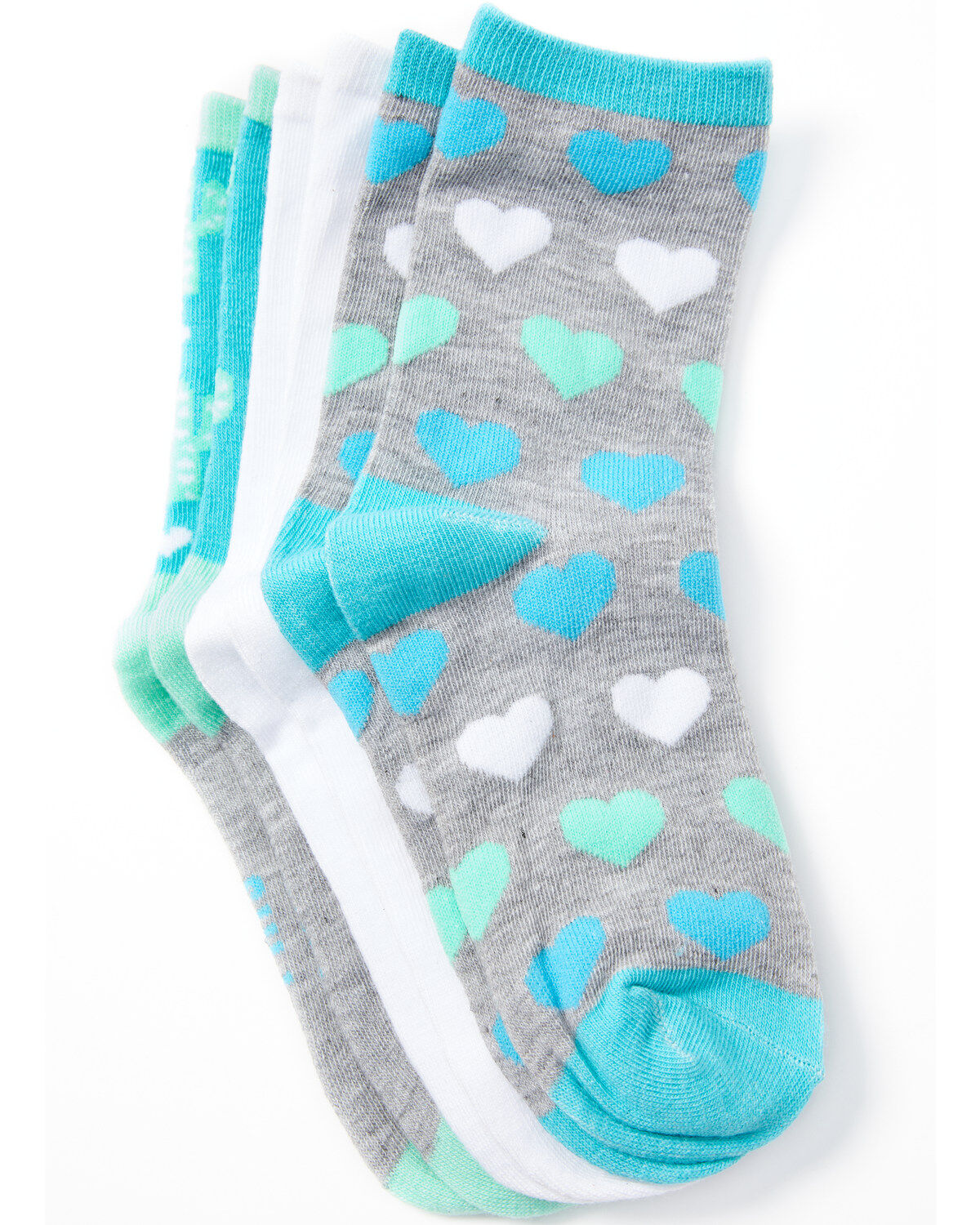 Leg Apparel Kids' 3-Pack Cactus & Hearts Crew Sock Set