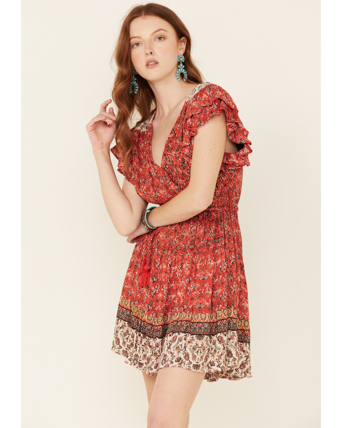 Women's Angie Ruffle Sleeve Tiered Dress