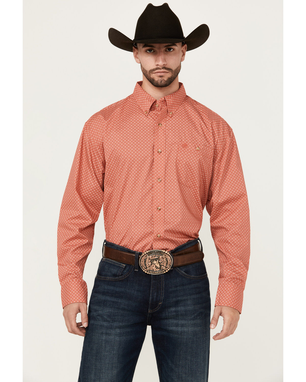 Men's Wrangler Classic Medallion Print Long Sleeve Button-Down Western