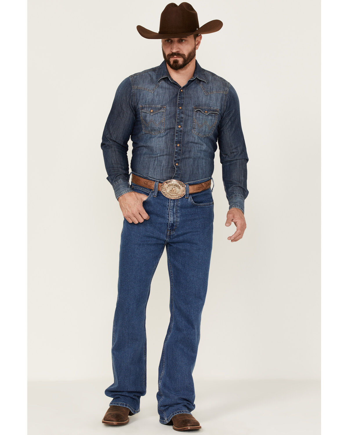 Men's Blue Ranchwear Buckaroo Medium Wash Stretch Regular Bootcut Jean
