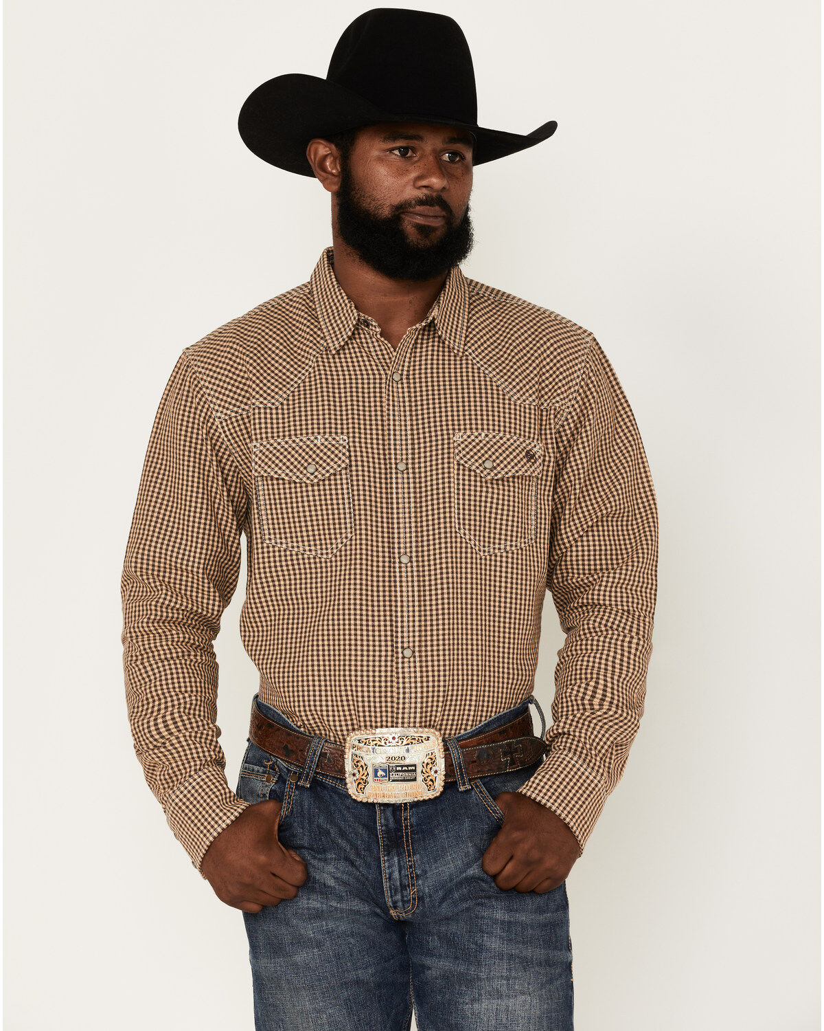 Men's Blue Ranchwear Gingham Western Snap Shirt