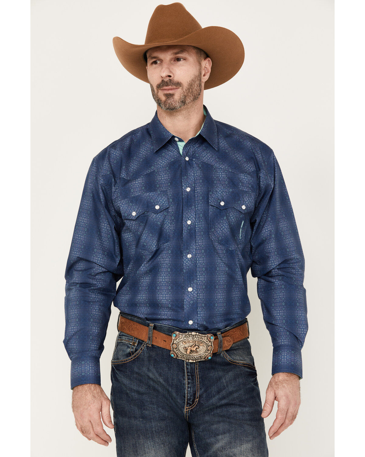 Men's Resistol Lakeland Geo Print Long Sleeve Snap Western Shirt