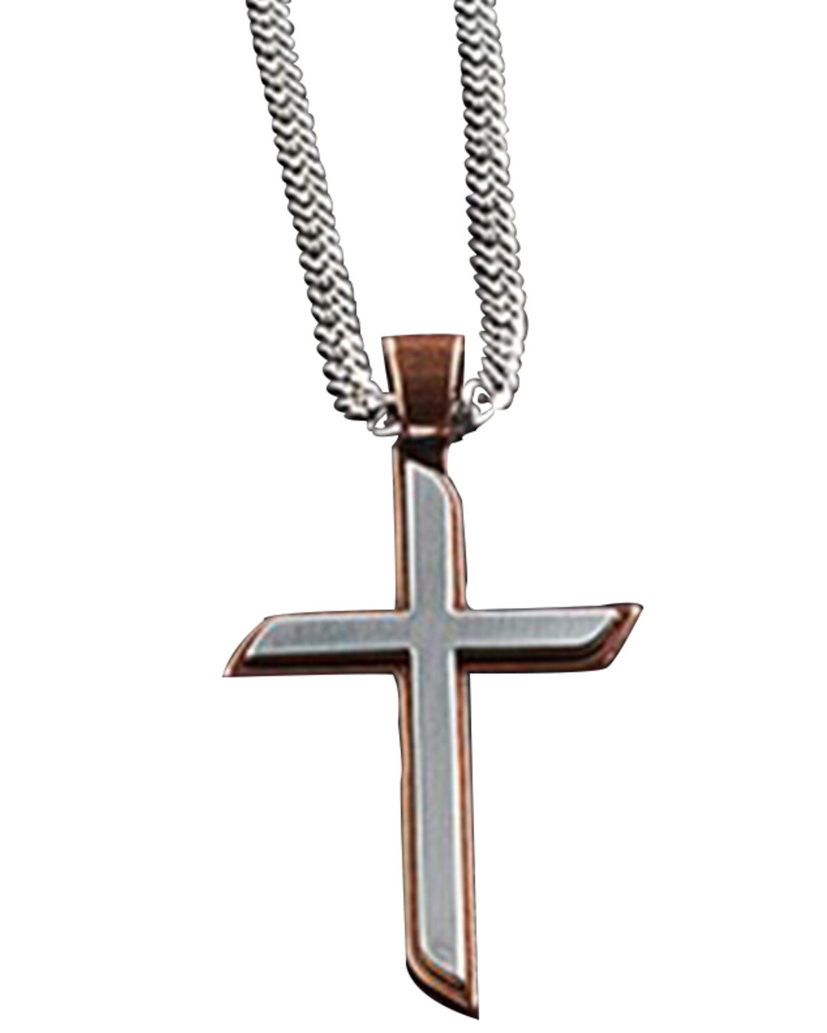 Men's Twister Two Tone Cross Necklace