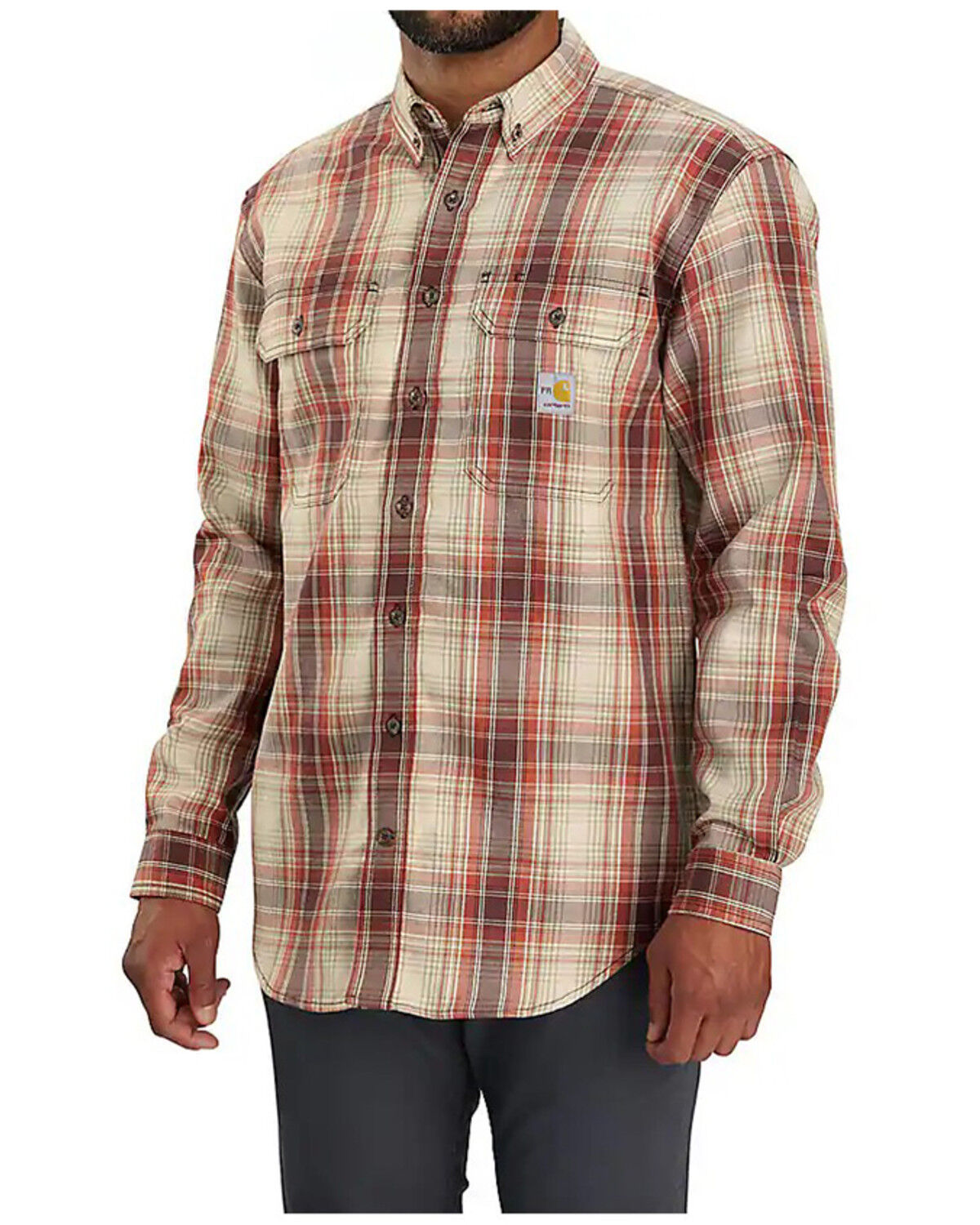 Men's Carhartt FR Force Rugged Flex Loose Fit Twill Plaid Print Long