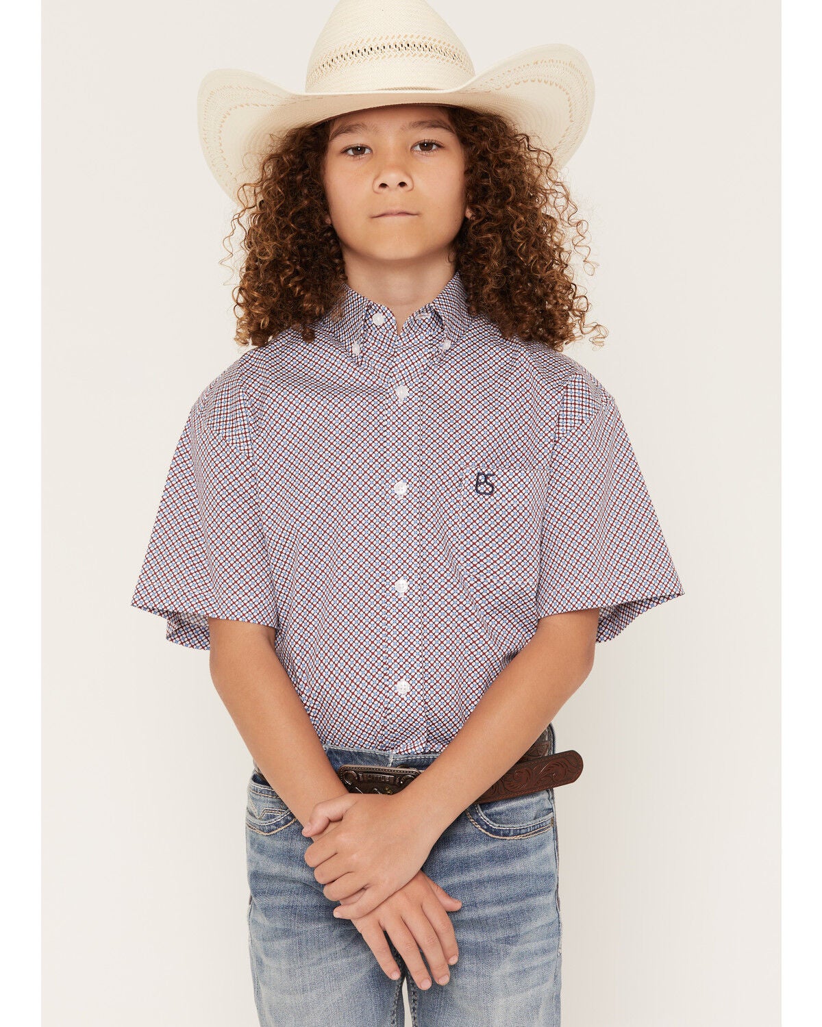 Men's Panhandle Slim Geo Print Short Sleeve Button-Down Stretch Wester