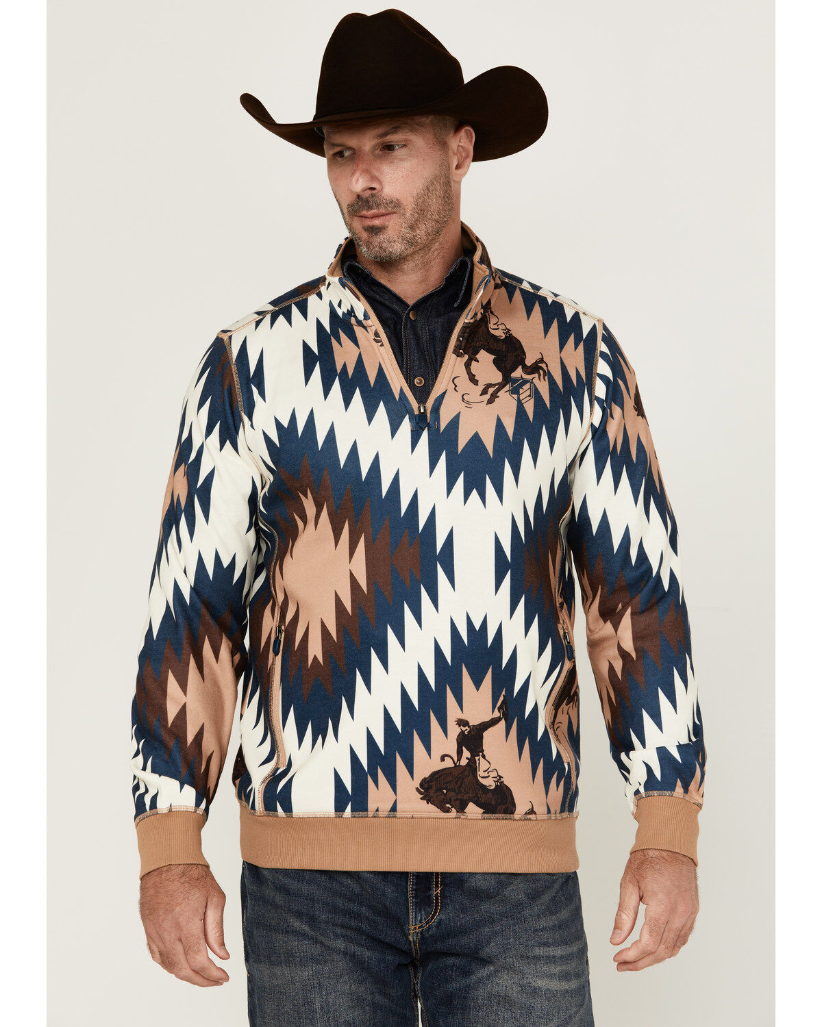 Men's RANK 45 Southwestern Print 1/4 Zip-Up Pullover