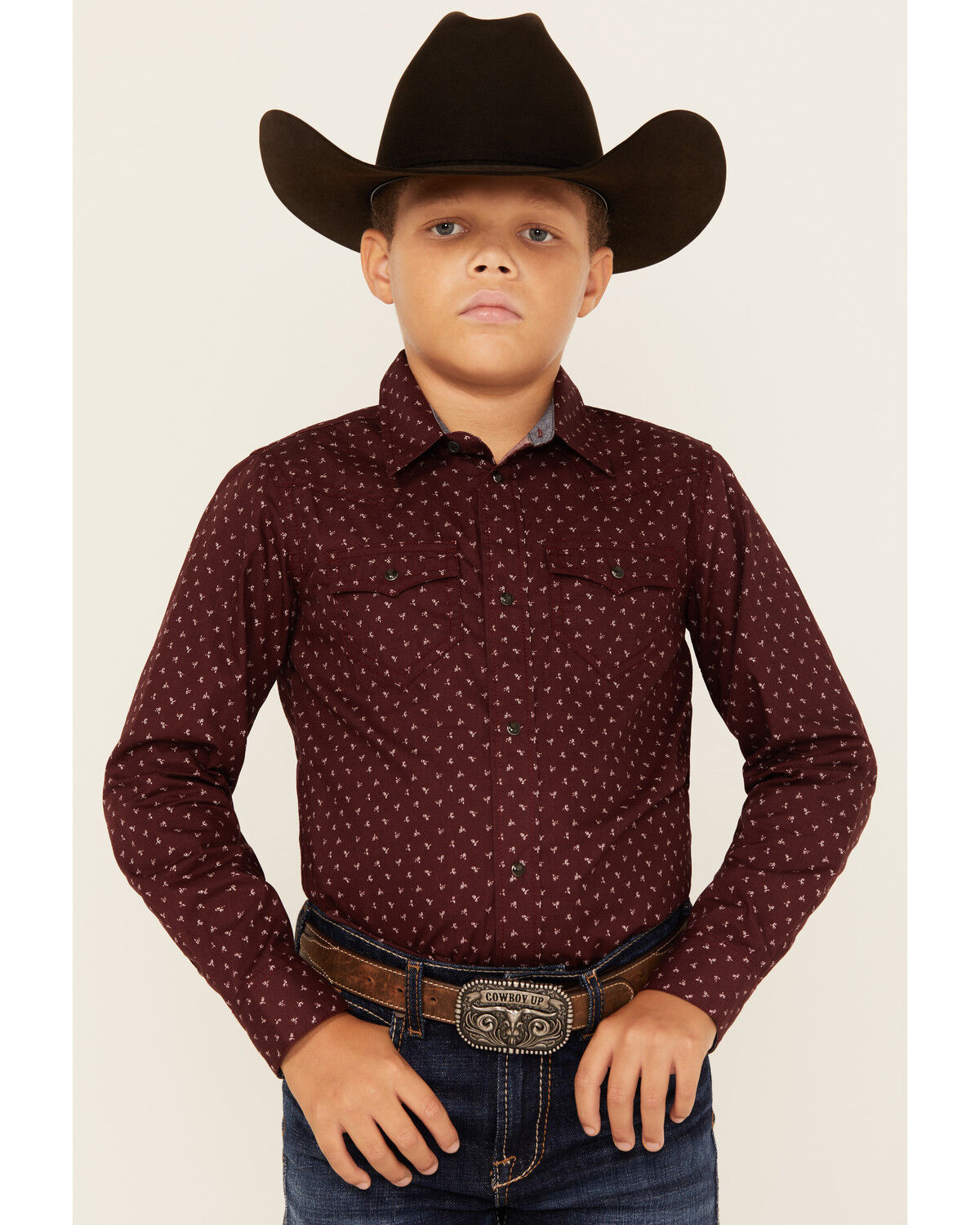 Boys' Cody James Williams Geo Print Long Sleeve Snap Western Shirt