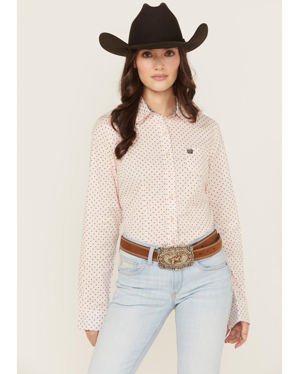 Women's Cinch Dotted Long Sleeve Button-Down Western Shirt